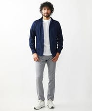 MNBAA70210 MICHEL KLEIN HOMME(ミッシェルクラン オム) 《日本製》ヘリンボン柄長袖シャツ ネイビー