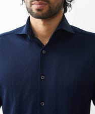 MNBAA70210 MICHEL KLEIN HOMME(ミッシェルクラン オム) 《日本製》ヘリンボン柄長袖シャツ ネイビー