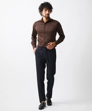 MNBAA70210 MICHEL KLEIN HOMME(ミッシェルクラン オム) 《日本製》ヘリンボン柄長袖シャツ ブラウン
