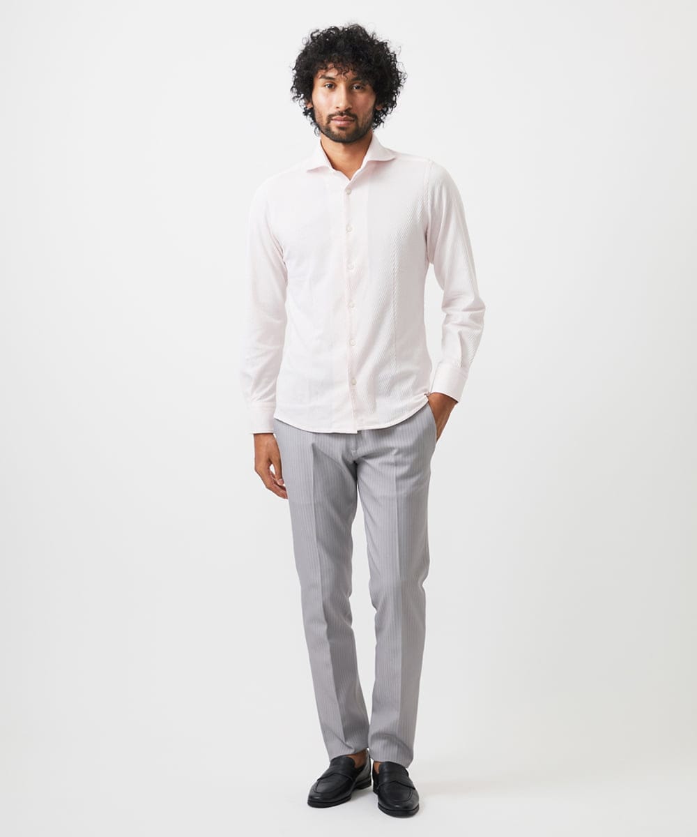 MNBAC52210 MICHEL KLEIN HOMME(ミッシェルクラン オム) 《日本製》ジャージ長袖シャツ ピンク
