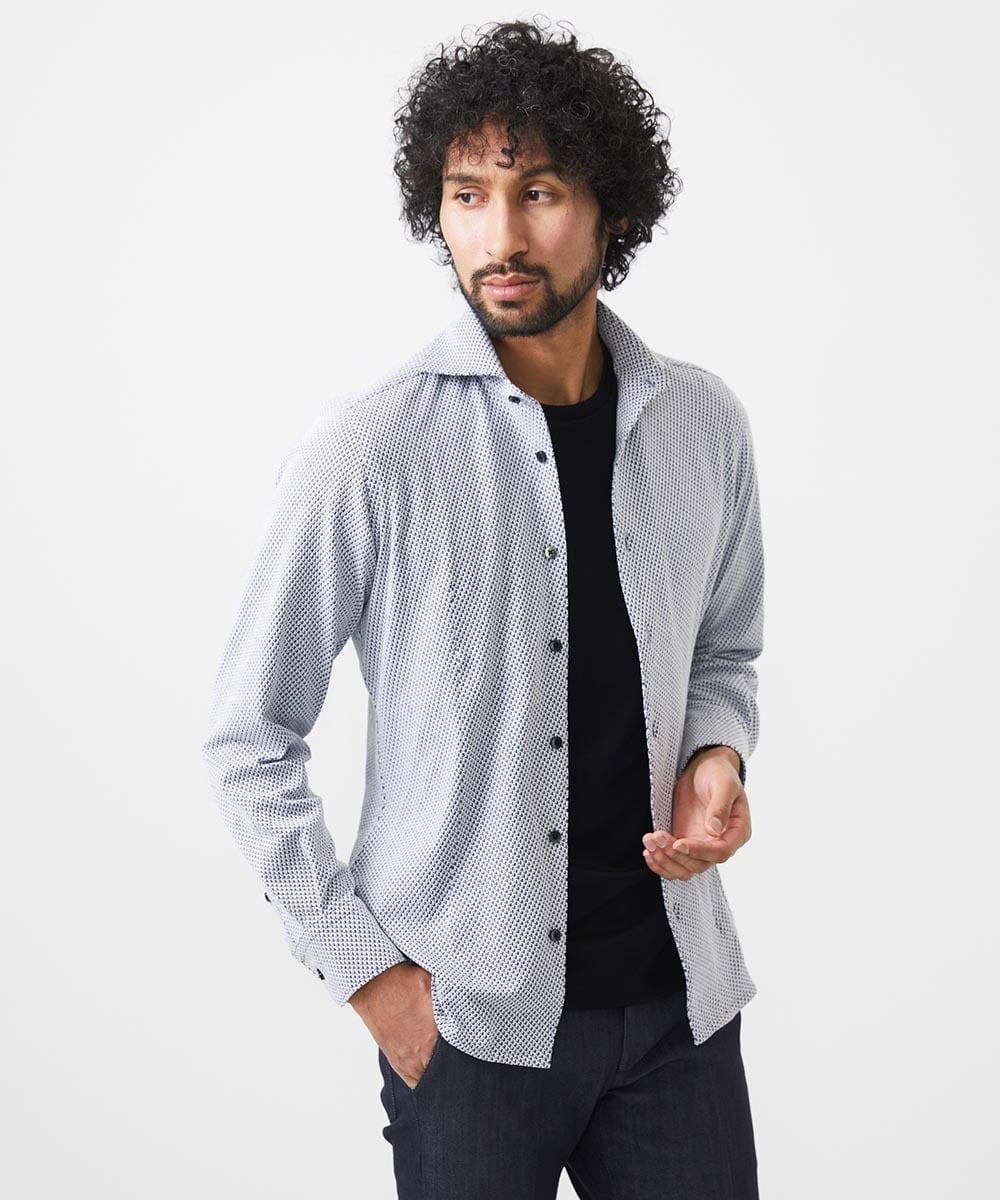 MNBAC52210 MICHEL KLEIN HOMME(ミッシェルクラン オム) 《日本製》ジャージ長袖シャツ ブルー