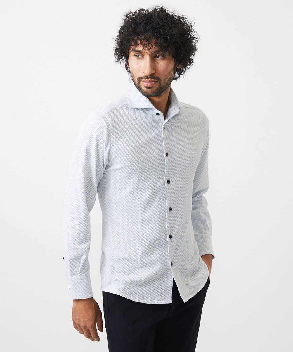 MNBAC52210 MICHEL KLEIN HOMME(ミッシェルクラン オム) 《日本製》ジャージ長袖シャツ ライトグレー