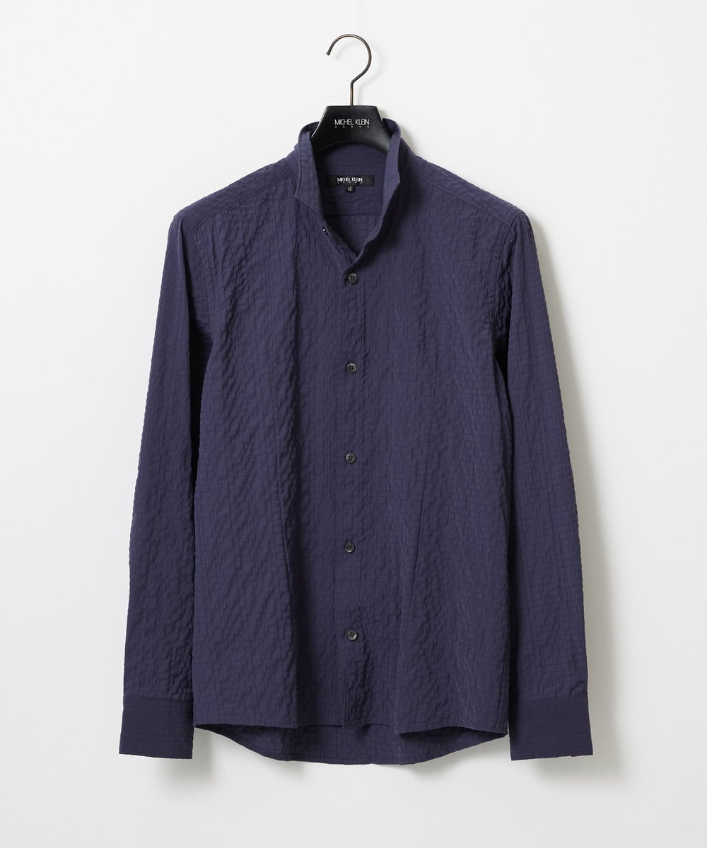 MNBAD26250 MICHEL KLEIN HOMME シアーサッカー調長袖シャツ