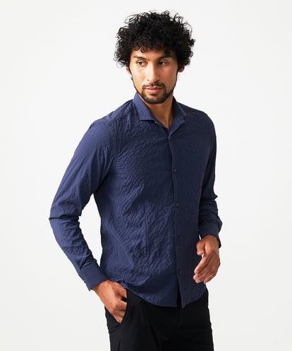 MNBAD26250 MICHEL KLEIN HOMME シアーサッカー調長袖シャツ
