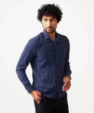 MNBAD26250 MICHEL KLEIN HOMME(ミッシェルクラン オム) シアーサッカー調長袖シャツ ネイビー