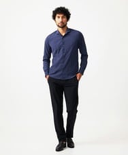 MNBAD26250 MICHEL KLEIN HOMME(ミッシェルクラン オム) シアーサッカー調長袖シャツ ネイビー