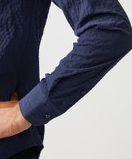 MNBAD26250 MICHEL KLEIN HOMME(ミッシェルクラン オム) シアーサッカー調長袖シャツ ネイビー