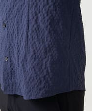 MNBAD26250 MICHEL KLEIN HOMME(ミッシェルクラン オム) シアーサッカー調長袖シャツ ネイビー