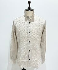 MNBAD26250 MICHEL KLEIN HOMME(ミッシェルクラン オム) シアーサッカー調長袖シャツ ベージュ