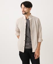 MNBAD26250 MICHEL KLEIN HOMME(ミッシェルクラン オム) シアーサッカー調長袖シャツ ベージュ