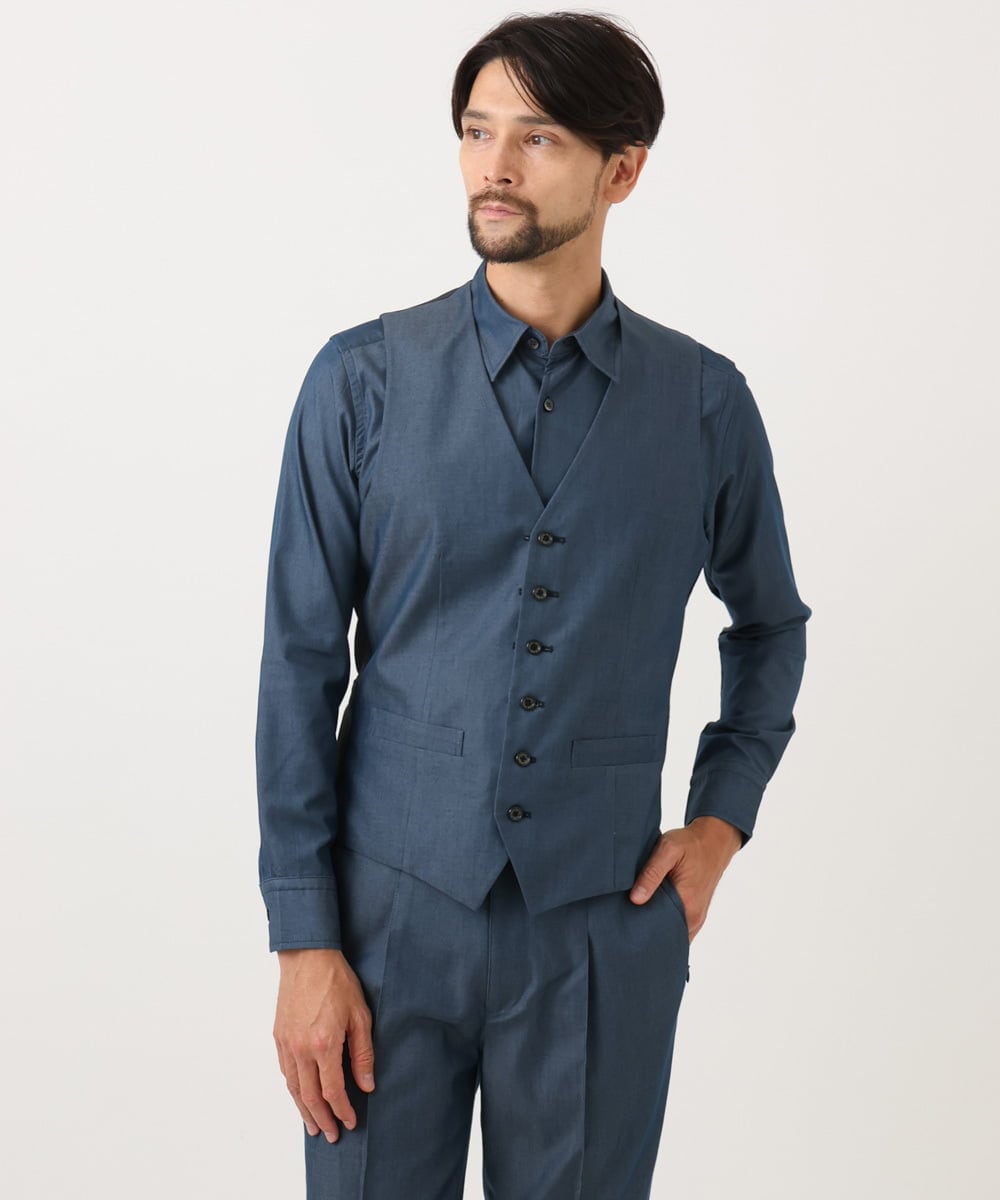 MNBAD50270 MICHEL KLEIN HOMME(ミッシェルクラン オム) 【セットアップ】デニム調長袖シャツ ブルー