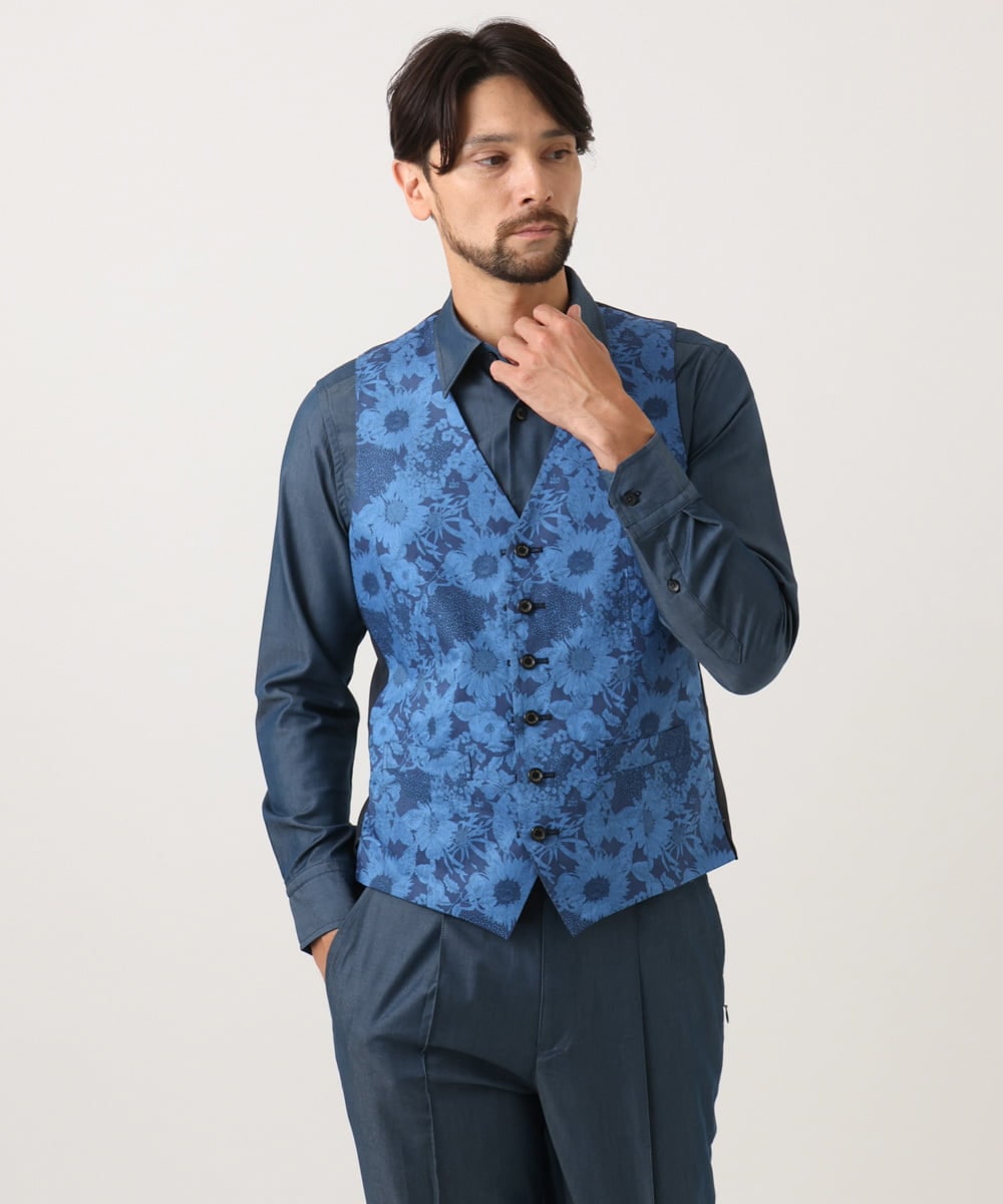 MNBAD50270 MICHEL KLEIN HOMME(ミッシェルクラン オム) 【セットアップ】デニム調長袖シャツ ブルー