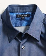 MNBAD50270 MICHEL KLEIN HOMME(ミッシェルクラン オム) テンセルデニム長袖シャツ ブルー
