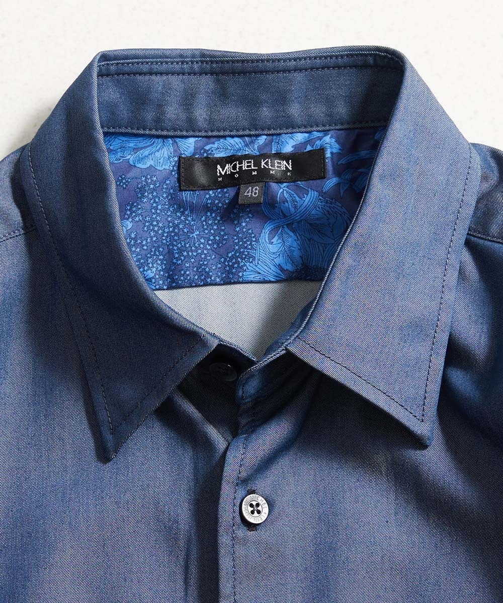 MNBAD50270 MICHEL KLEIN HOMME(ミッシェルクラン オム) テンセルデニム長袖シャツ ブルー
