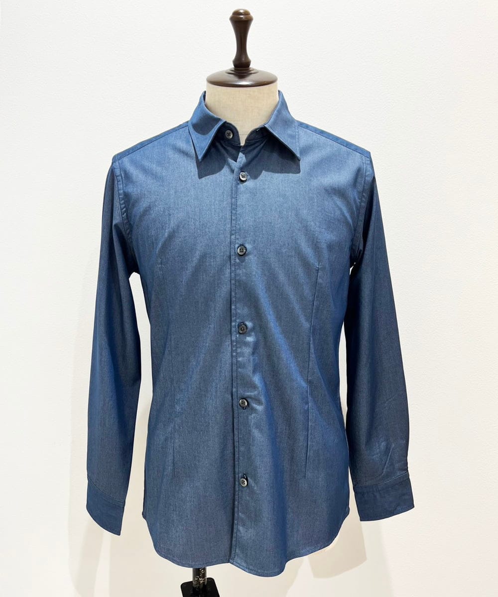 MNBAD50270 MICHEL KLEIN HOMME(ミッシェルクラン オム) テンセルデニム長袖シャツ ブルー