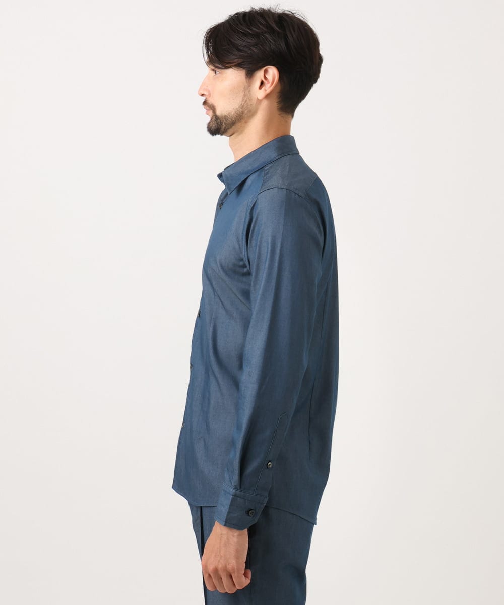 MNBAD50270 MICHEL KLEIN HOMME(ミッシェルクラン オム) 【セットアップ】デニム調長袖シャツ ブルー