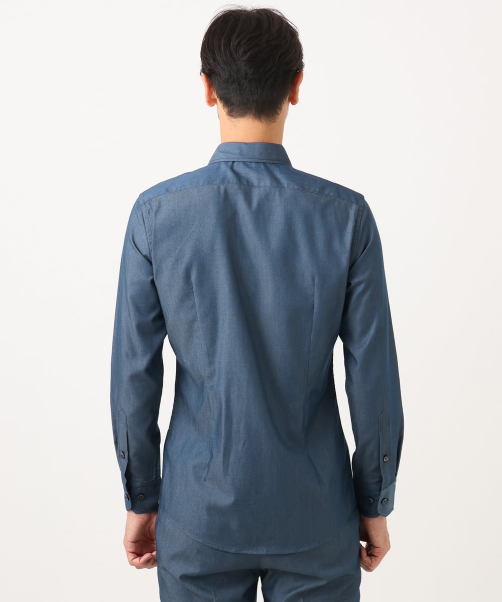 MNBAD50270 MICHEL KLEIN HOMME(ミッシェルクラン オム) 【セットアップ】デニム調長袖シャツ ブルー