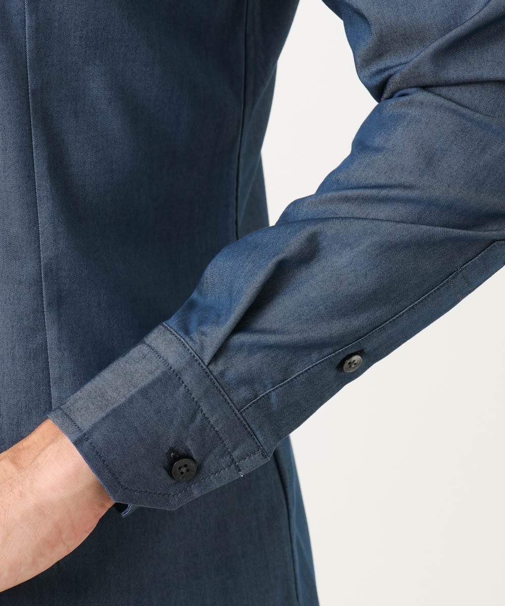 MNBAD50270 MICHEL KLEIN HOMME(ミッシェルクラン オム) 【セットアップ】デニム調長袖シャツ ブルー