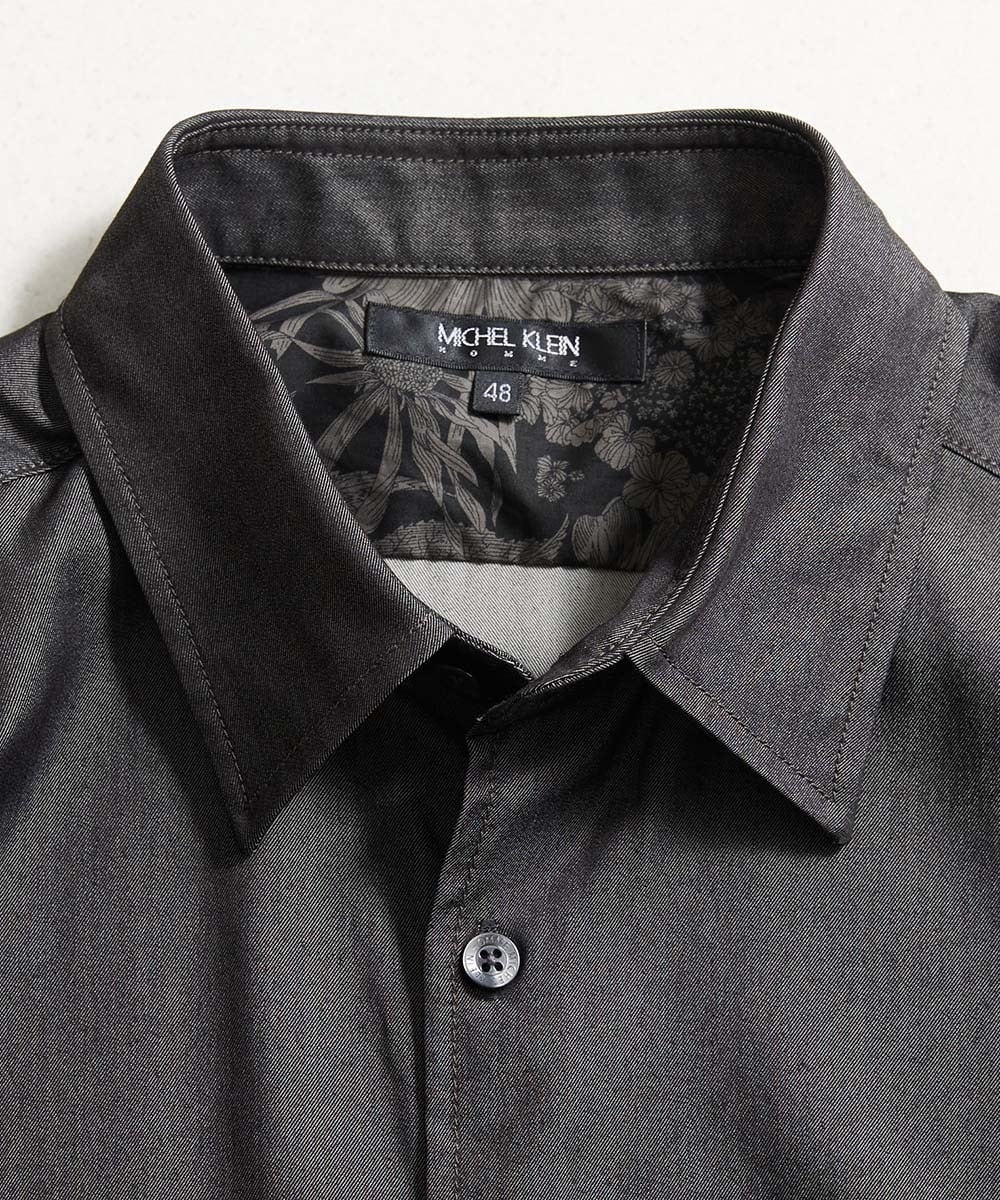 MNBAD50270 MICHEL KLEIN HOMME(ミッシェルクラン オム) テンセルデニム長袖シャツ ブラック