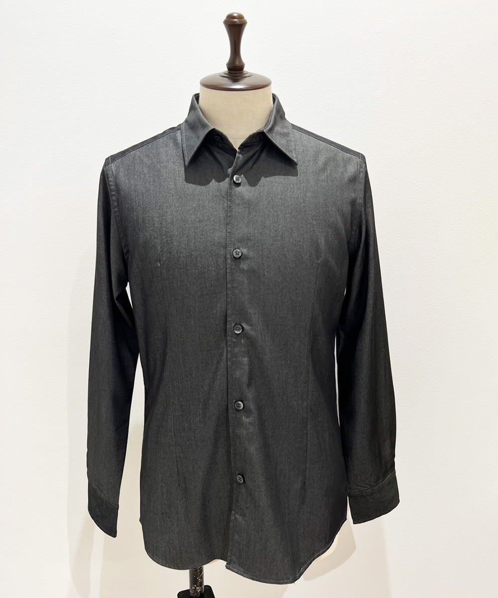 MNBAD50270 MICHEL KLEIN HOMME(ミッシェルクラン オム) テンセルデニム長袖シャツ ブラック