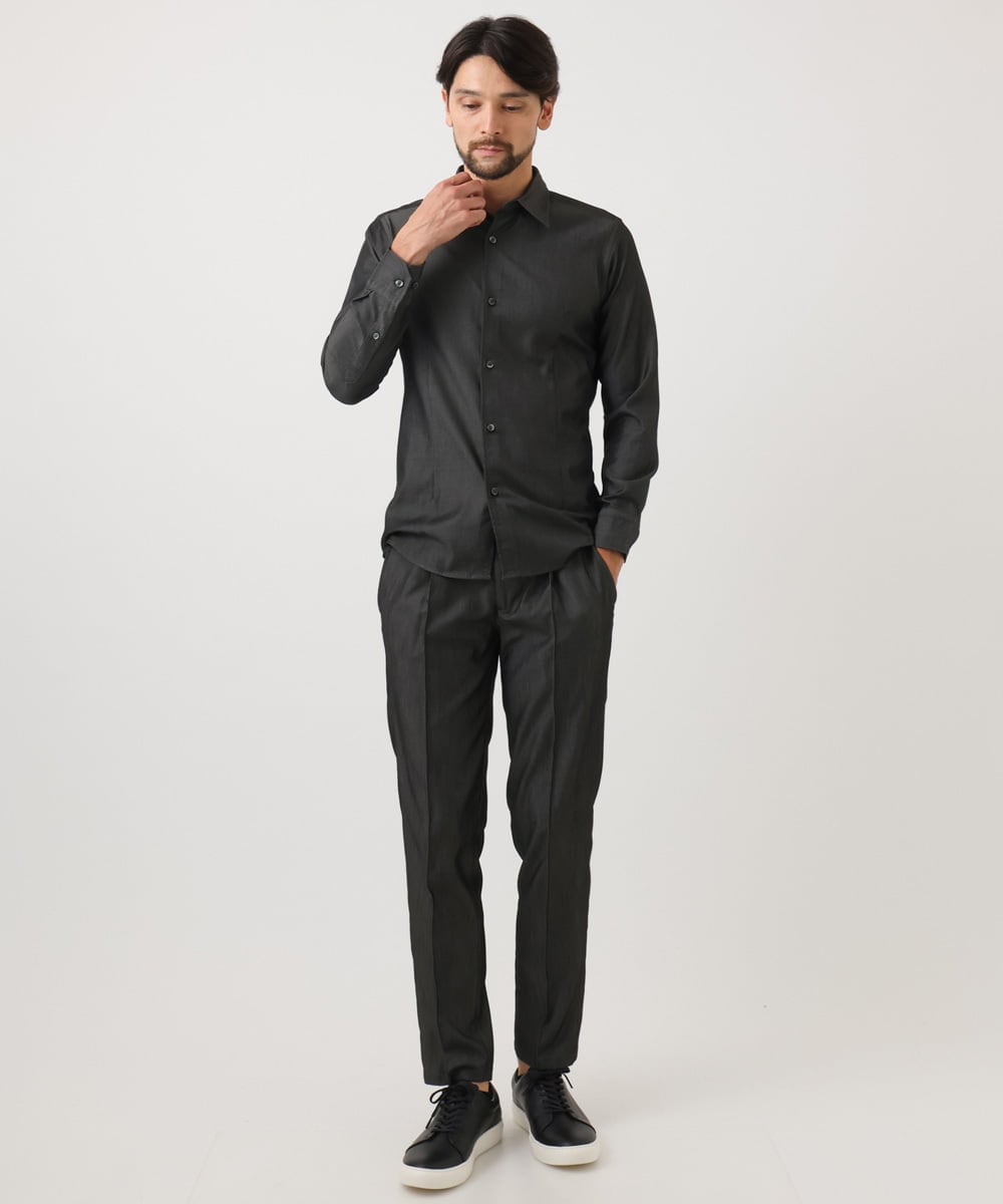 MNBAD50270 MICHEL KLEIN HOMME(ミッシェルクラン オム) 【セットアップ】デニム調長袖シャツ ブラック