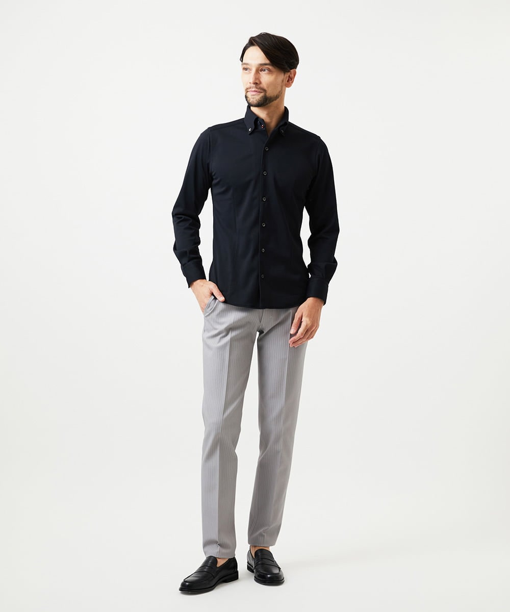 MNBAD54200 MICHEL KLEIN HOMME(ミッシェルクラン オム) 《日本製》ボタンダウン長袖シャツ ブラック