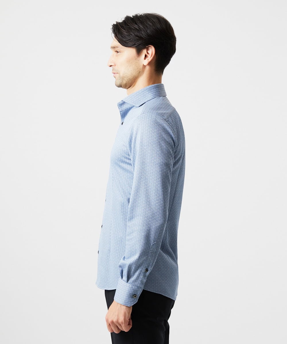 MNBAD70210 MICHEL KLEIN HOMME(ミッシェルクラン オム) 《日本製》ジャガード長袖シャツ ライトブルー