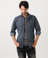 MNBAD70210 MICHEL KLEIN HOMME(ミッシェルクラン オム) 《日本製》ジャガード長袖シャツ ネイビー