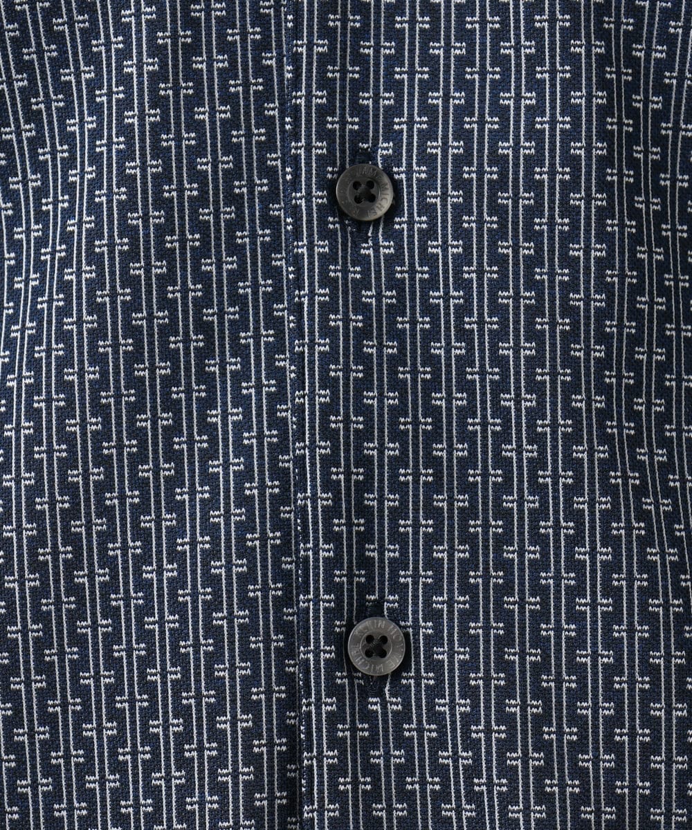 MNBAD70210 MICHEL KLEIN HOMME(ミッシェルクラン オム) 《日本製》ジャガード長袖シャツ ネイビー