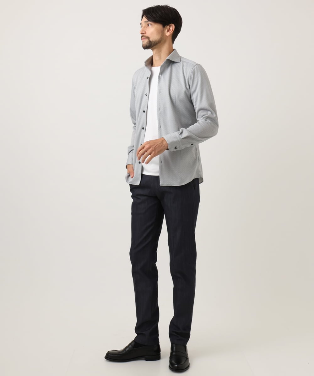 MNBAD70210 MICHEL KLEIN HOMME(ミッシェルクラン オム) 《日本製》ジャガード長袖シャツ ライトグレー