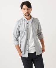 MNBAD70210 MICHEL KLEIN HOMME(ミッシェルクラン オム) 《日本製》ジャガード長袖シャツ ライトグレー