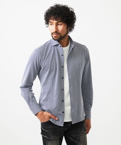 MNBAF01230 MICHEL KLEIN HOMME シアサッカー長袖シャツ