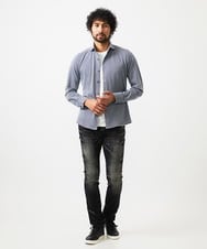 MNBAF01230 MICHEL KLEIN HOMME(ミッシェルクラン オム) シアサッカー長袖シャツ ライトブルー