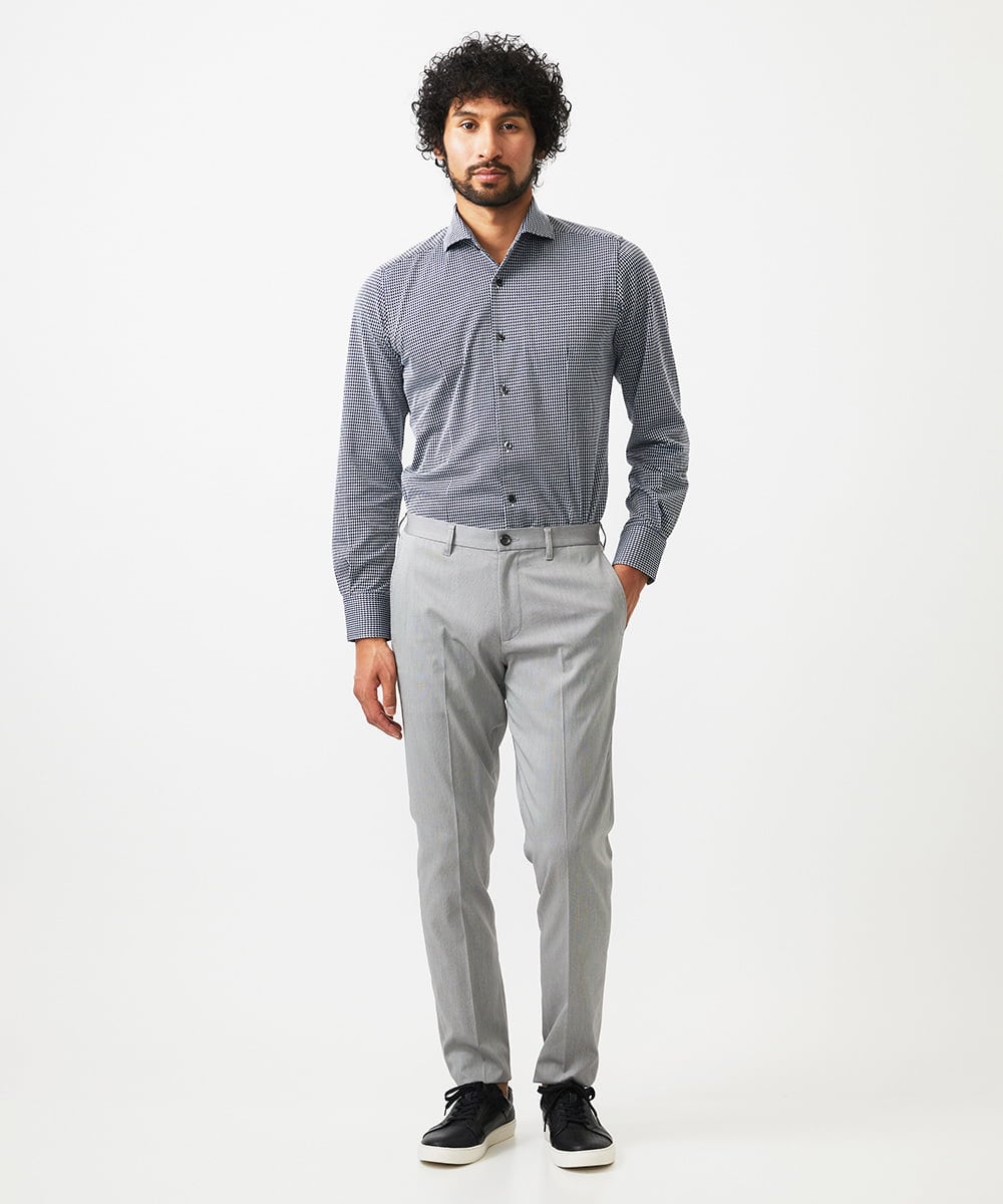 MNBAF01230 MICHEL KLEIN HOMME(ミッシェルクラン オム) シアサッカー長袖シャツ ライトブルー