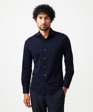 MNBAF01230 MICHEL KLEIN HOMME(ミッシェルクラン オム) シアサッカー長袖シャツ ネイビー