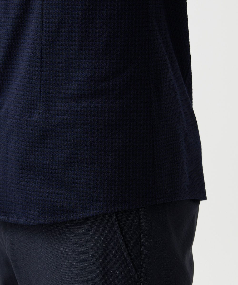 MNBAF01230 MICHEL KLEIN HOMME(ミッシェルクラン オム) シアサッカー長袖シャツ ネイビー