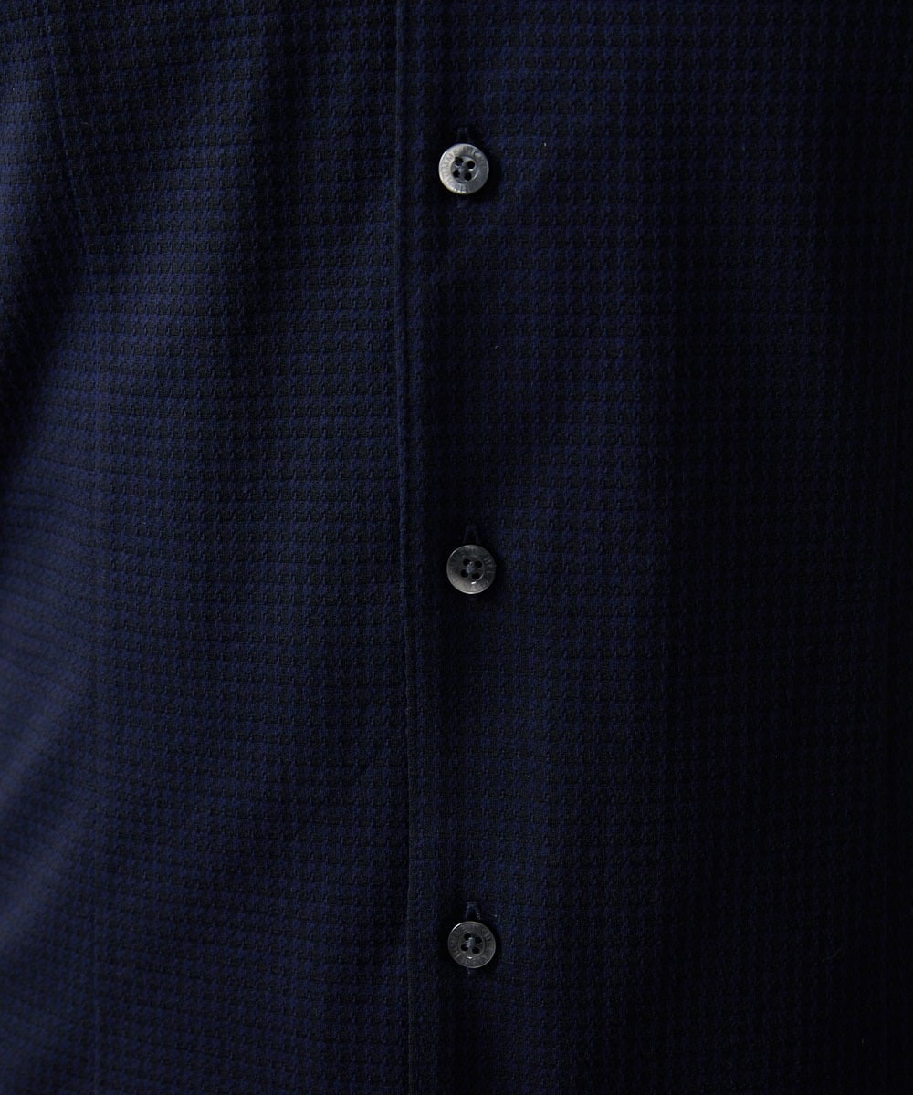 MNBAF01230 MICHEL KLEIN HOMME(ミッシェルクラン オム) シアサッカー長袖シャツ ネイビー