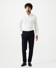 MNBAF01230 MICHEL KLEIN HOMME(ミッシェルクラン オム) 千鳥柄サッカー長袖シャツ ホワイト
