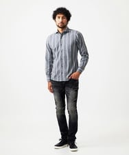 MNBAF51250 MICHEL KLEIN HOMME(ミッシェルクラン オム) ストライプ柄長袖シャツ グレー