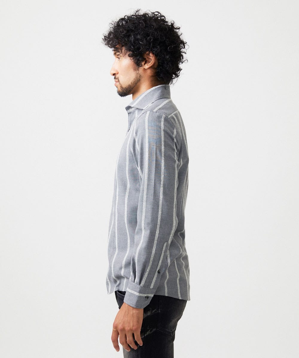 MNBAF51250 MICHEL KLEIN HOMME(ミッシェルクラン オム) ストライプ柄長袖シャツ グレー