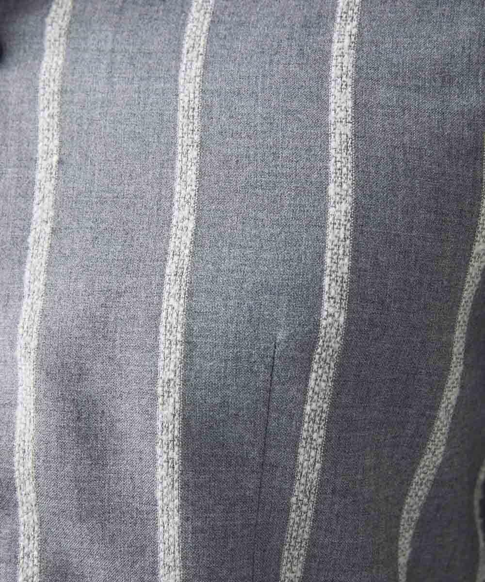 MNBAF51250 MICHEL KLEIN HOMME(ミッシェルクラン オム) ストライプ柄長袖シャツ グレー