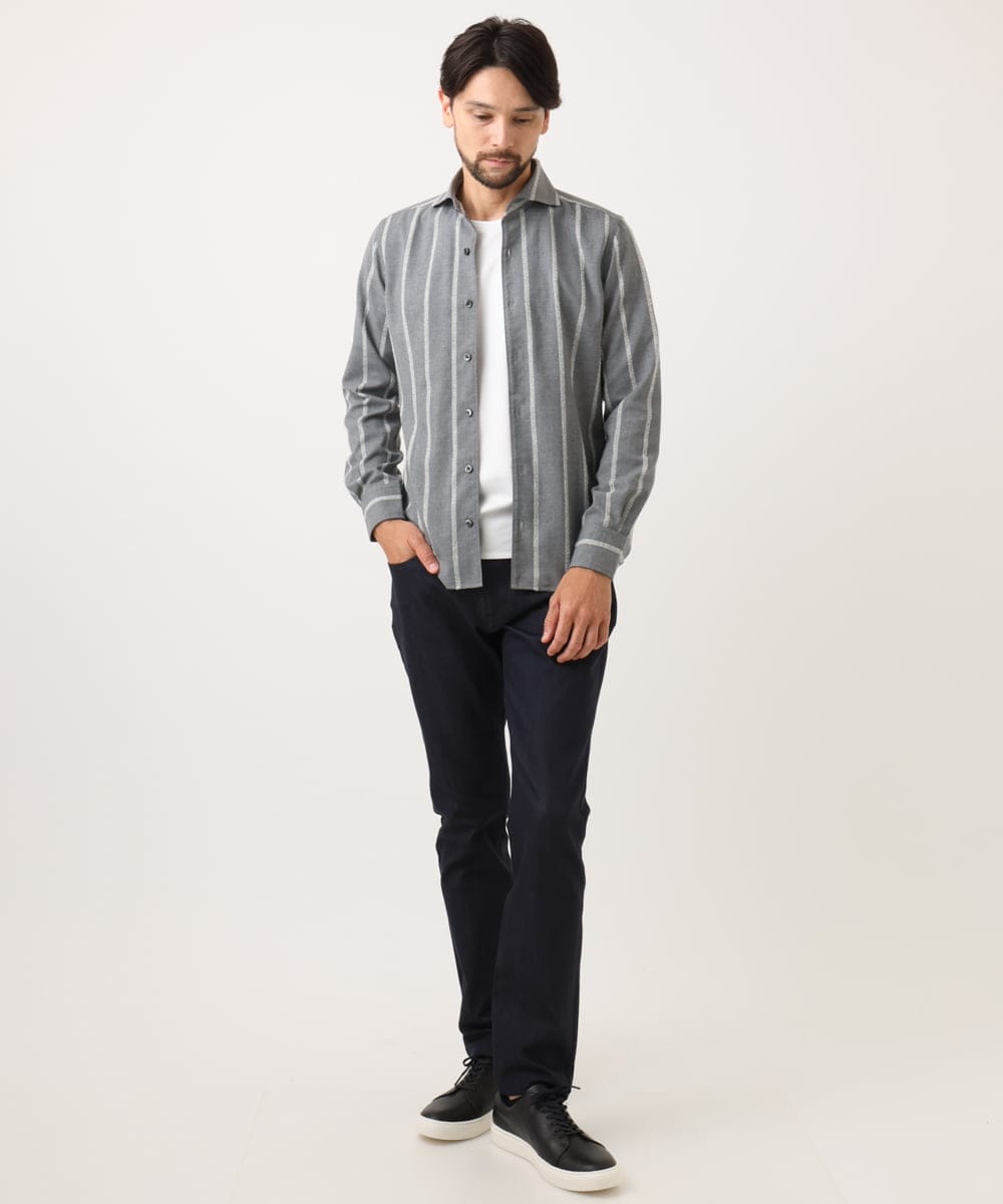 MNBAF51250 MICHEL KLEIN HOMME(ミッシェルクラン オム) ストライプ柄長袖シャツ グレー