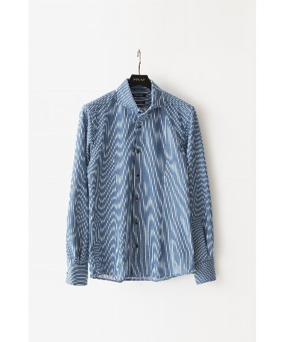 MNBAF55210 MICHEL KLEIN HOMME 《日本製》ストライプ柄ジャージ長袖シャツ