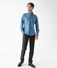 MNBAF55210 MICHEL KLEIN HOMME(ミッシェルクラン オム) 《日本製》ストライプ柄ジャージ長袖シャツ ブルー