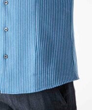 MNBAF55210 MICHEL KLEIN HOMME(ミッシェルクラン オム) 《日本製》ストライプ柄ジャージ長袖シャツ ブルー