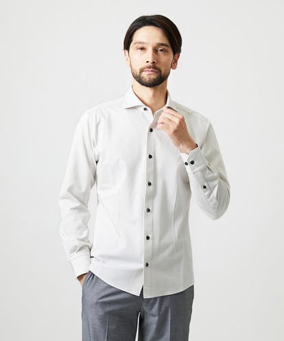 MNBAI02210 MICHEL KLEIN HOMME 《日本製》ブロックイージーケア長袖シャツ
