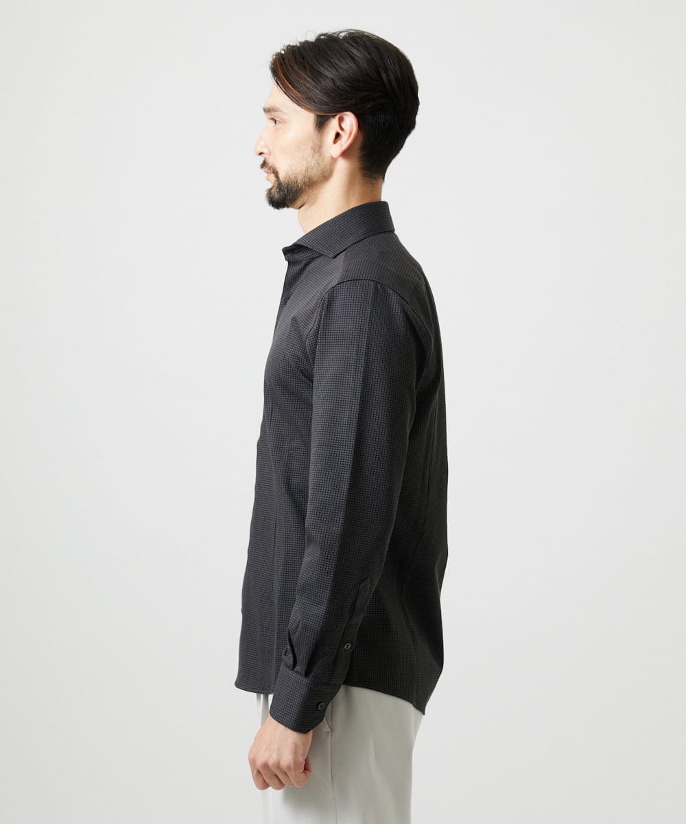 MNBAI02210 MICHEL KLEIN HOMME(ミッシェルクラン オム) 《日本製》ブロックイージーケア長袖シャツ ダークグレー