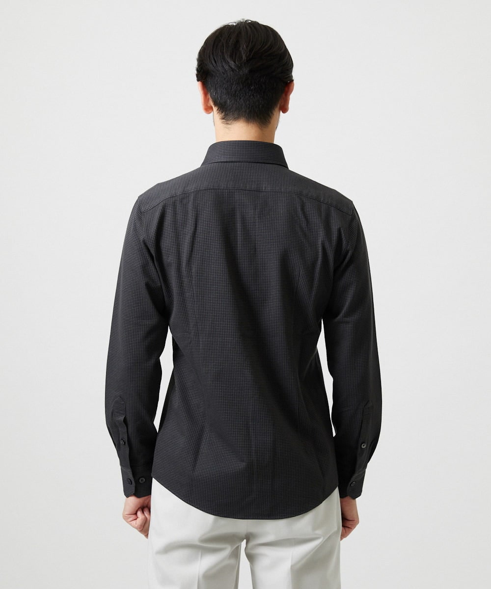 MNBAI02210 MICHEL KLEIN HOMME(ミッシェルクラン オム) 《日本製》ブロックイージーケア長袖シャツ ダークグレー