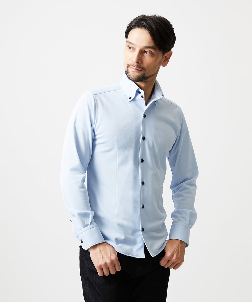 MNBAI03200 MICHEL KLEIN HOMME(ミッシェルクラン オム) 《日本製》ボタンダウン長袖シャツ ライトブルー