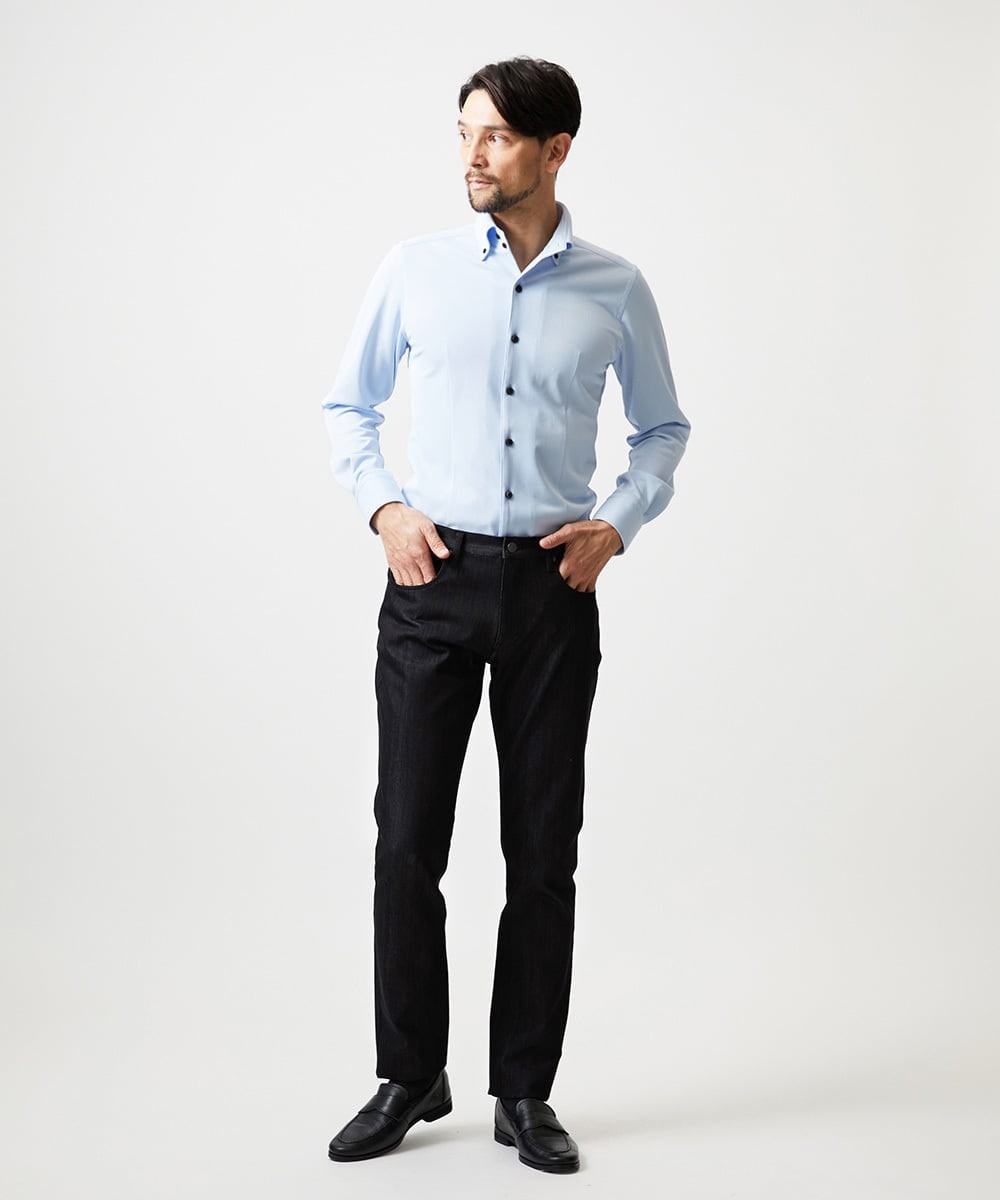 MNBAI03200 MICHEL KLEIN HOMME(ミッシェルクラン オム) 《日本製》ボタンダウン長袖シャツ ライトブルー